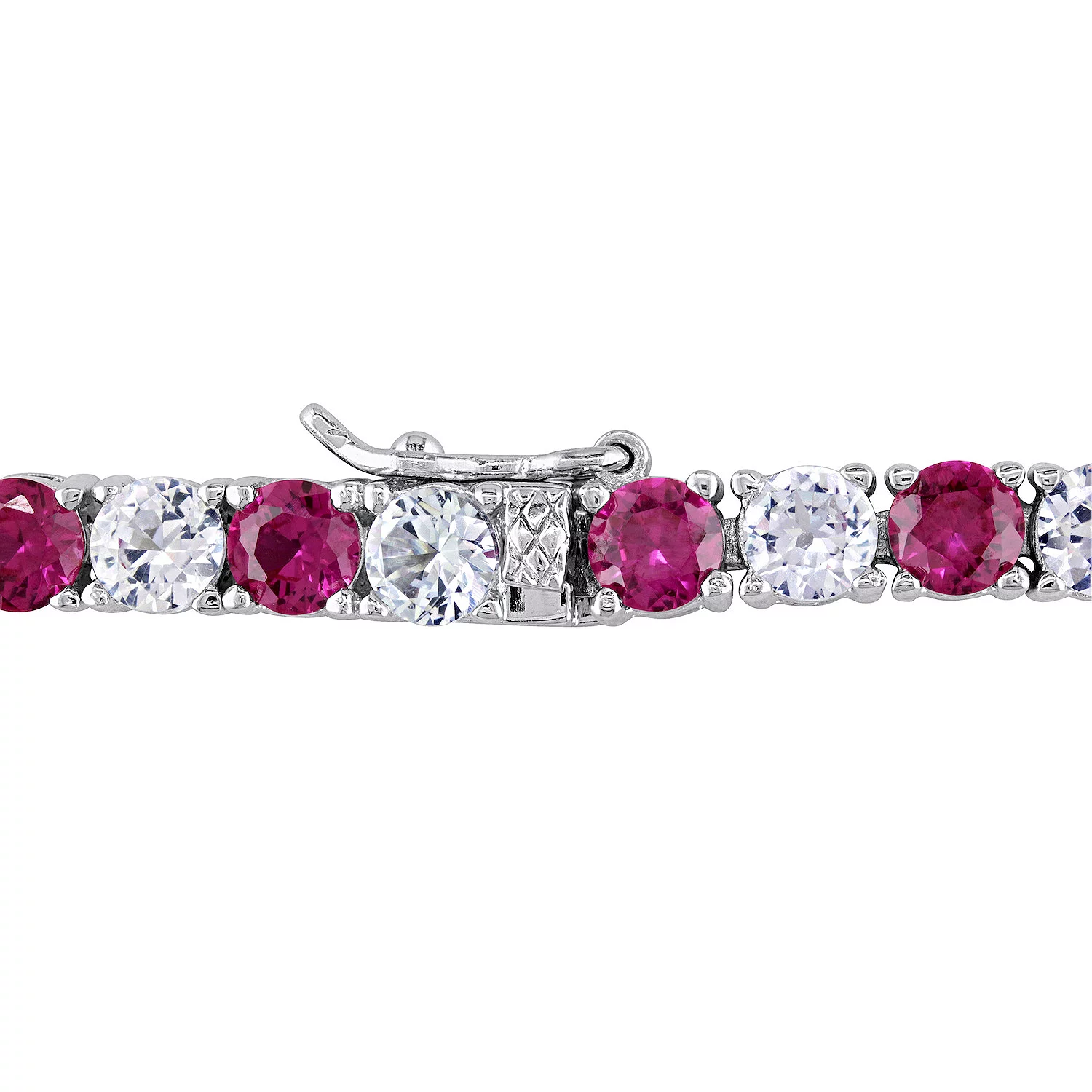 Ruby Sapphire Tennis Bracelet – 6 Carat Lab Created Ruby & White Sapphire Gold Overlay
