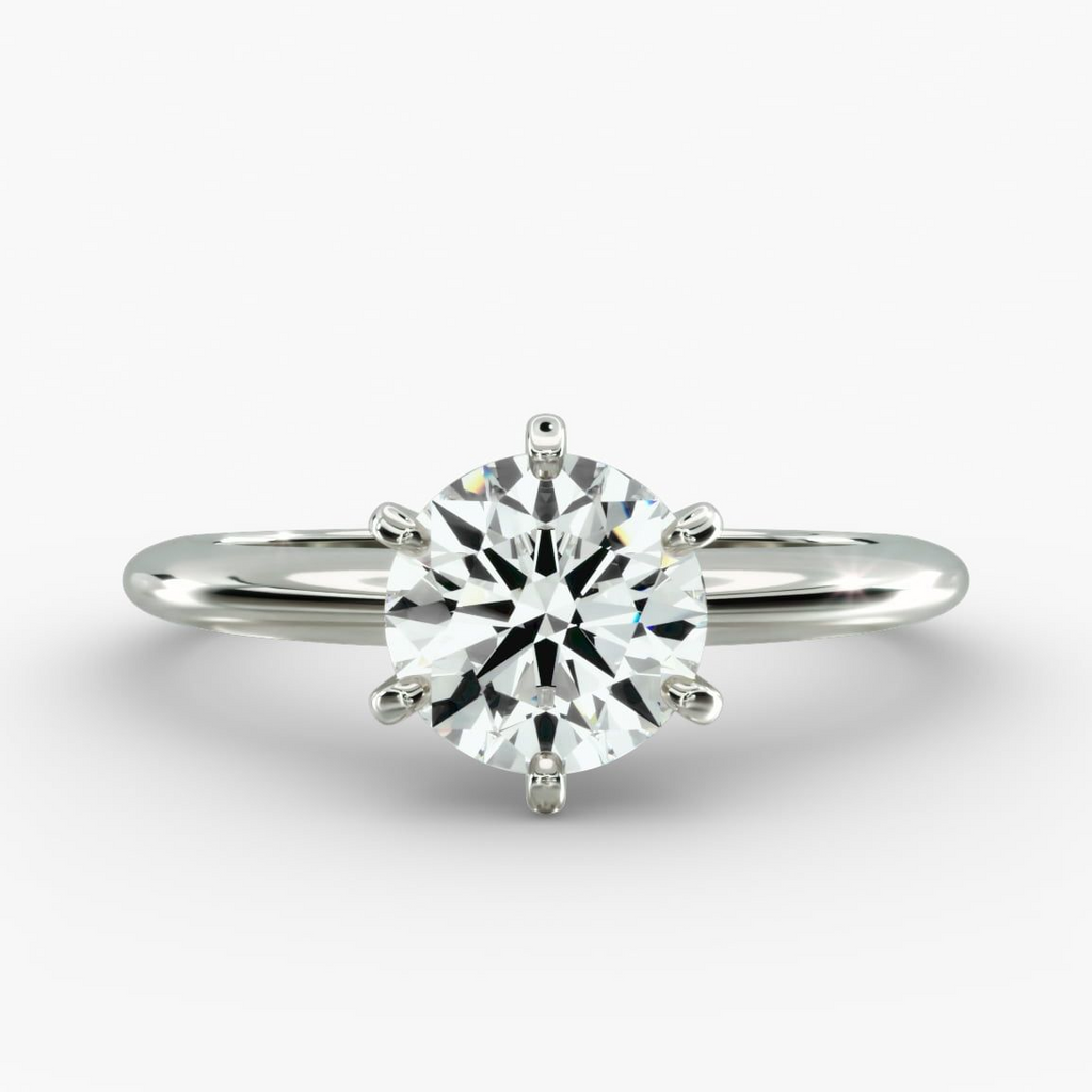 Lab Grown Diamond Ring – 3 Carat Round Solitaire in 14K White Gold | Six Prong Setting