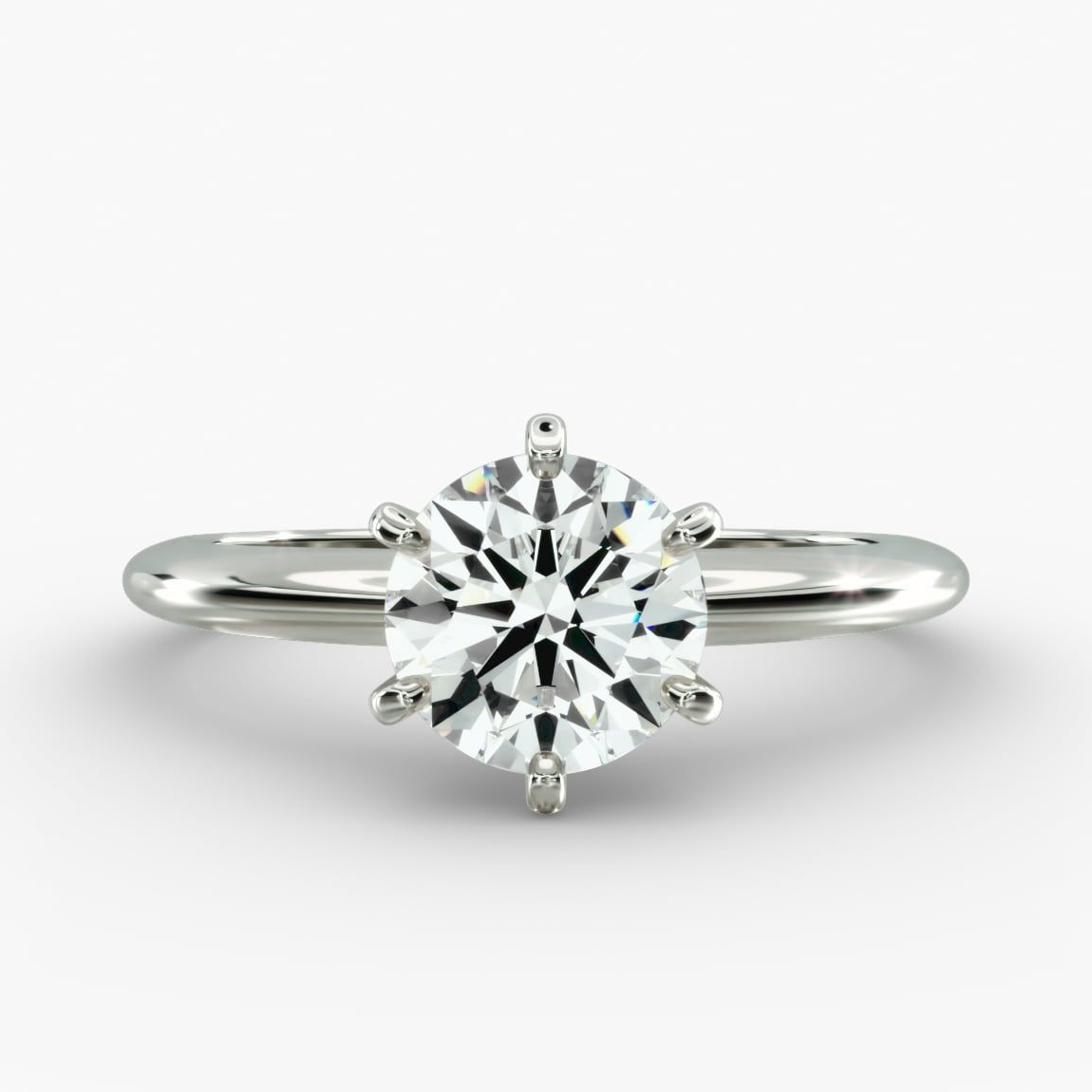 Lab Grown Diamond Ring – 3 Carat Round Solitaire in 14K White Gold | Six Prong Setting