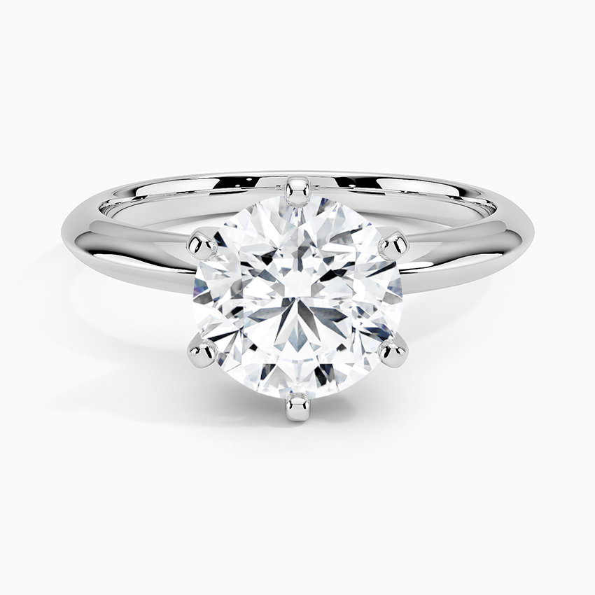Lab Grown Diamond Ring – 3 Carat Round Solitaire in 14K White Gold | Six Prong Setting