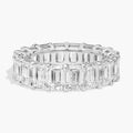 Moissanite Eternity Band – 5 Carat Emerald Cut Ring | White Gold Overlay