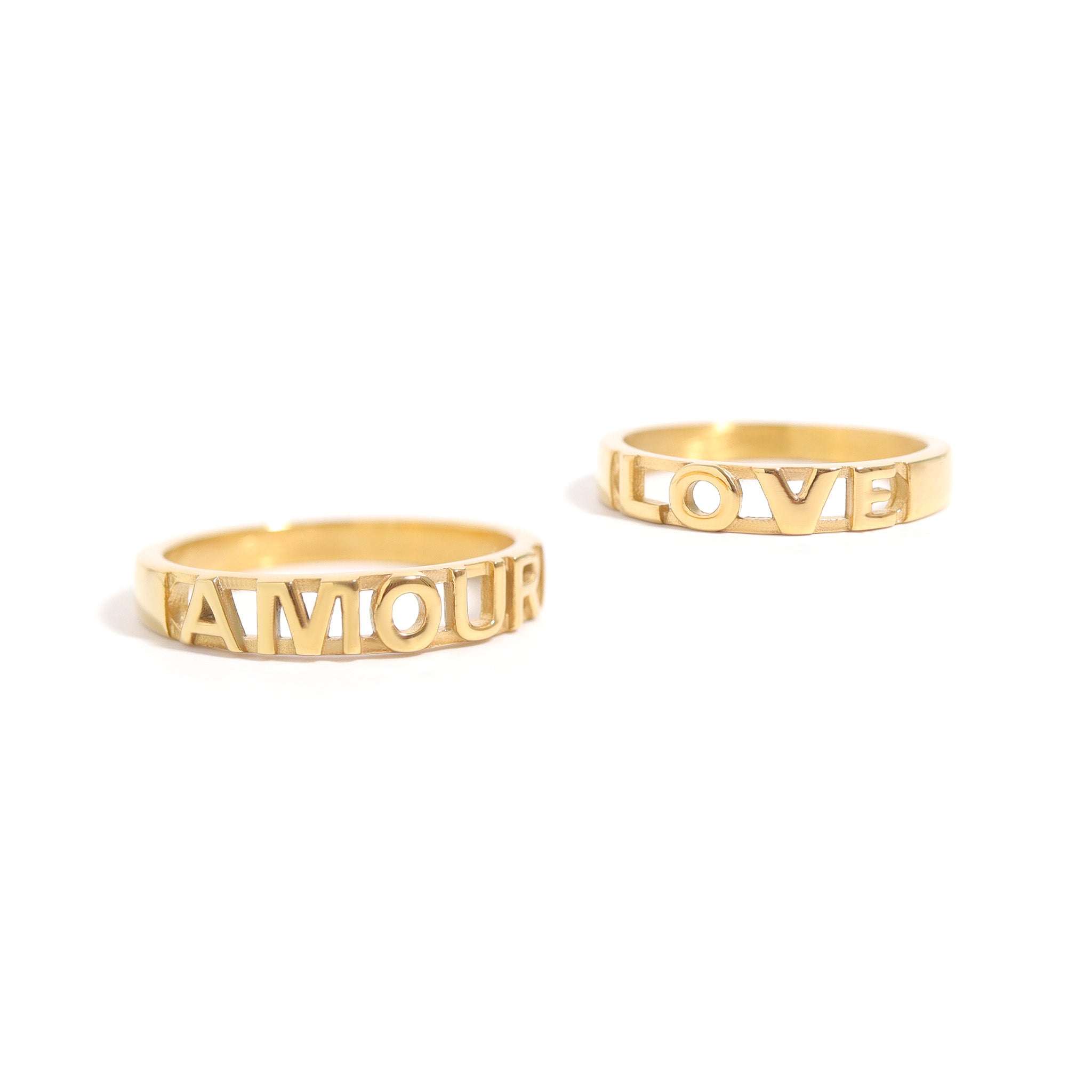 18K Gold Stacking Ring – Hypoallergenic Stainless Steel Love Symbol Jewelry