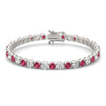 Ruby Diamond Tennis Bracelet – 7 Inch Sterling Silver With 14K White Gold Overlay