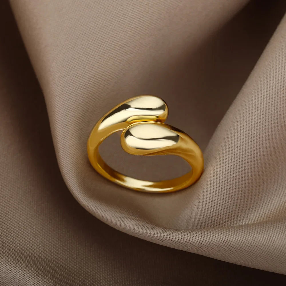 Stainless Steel Rings for Women Waterproof Open Gold Color Ring Wedding Couple Band Jewelry Gifts Free Shipping Items anillos