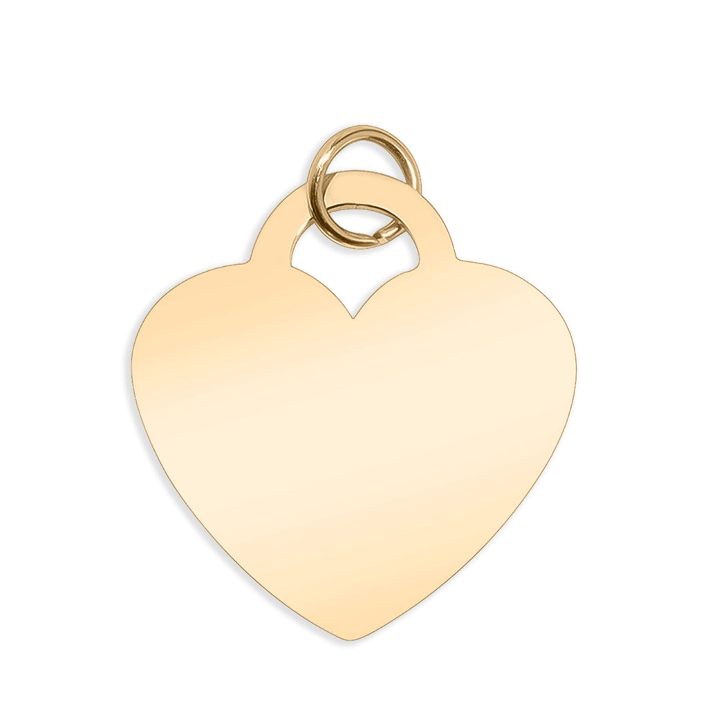 Gold Heart Charm – Durable 18K Gold PVD Stainless Steel Pendant Engraving Blank