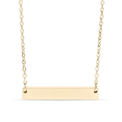 Gold bar necklace on a white background