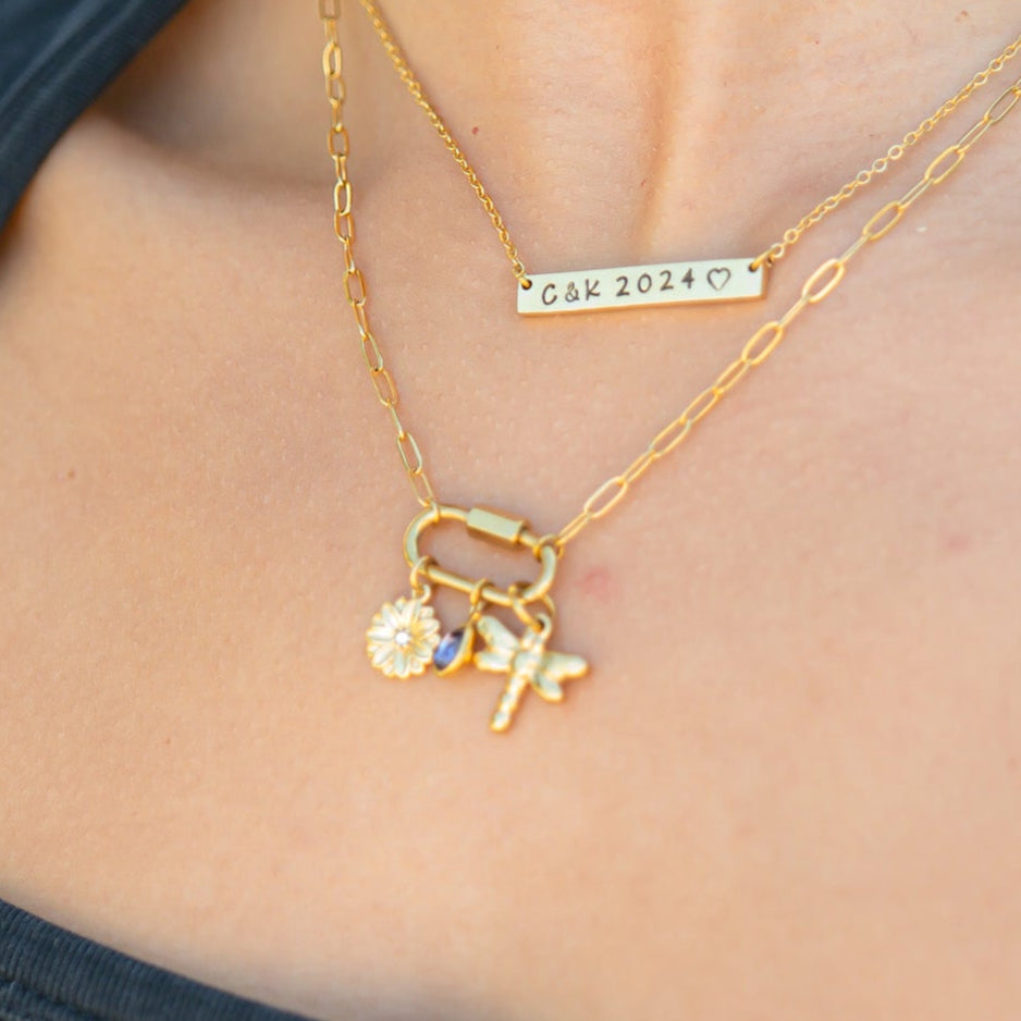 Birth Flower Charm – 18K Gold PVD Coated Pendant with Birthstone Sparkle