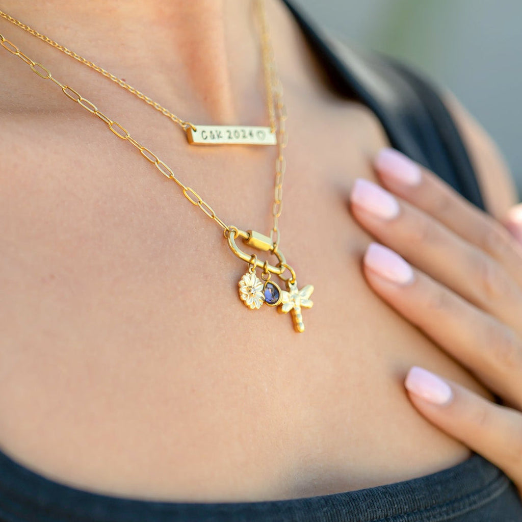 Dragonfly Charm 18K Gold PVD Stainless Steel Waterproof Hypoallergenic Jewelry