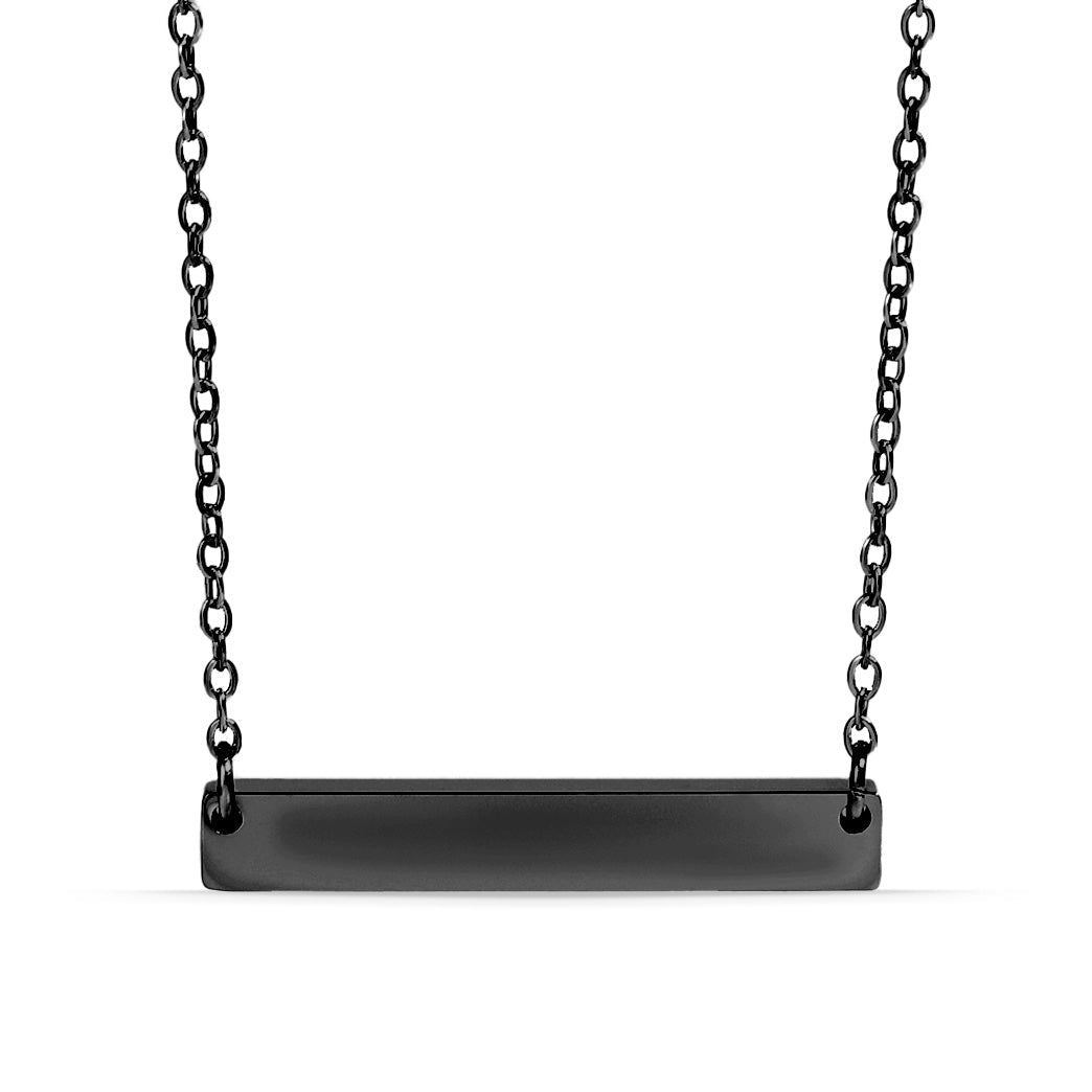 Blank Bar Necklace - 18K Gold PVD Stainless Steel Polished Pendant 18" Chain
