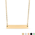 Blank Bar Necklace - 18K Gold PVD Stainless Steel Polished Pendant 18" Chain