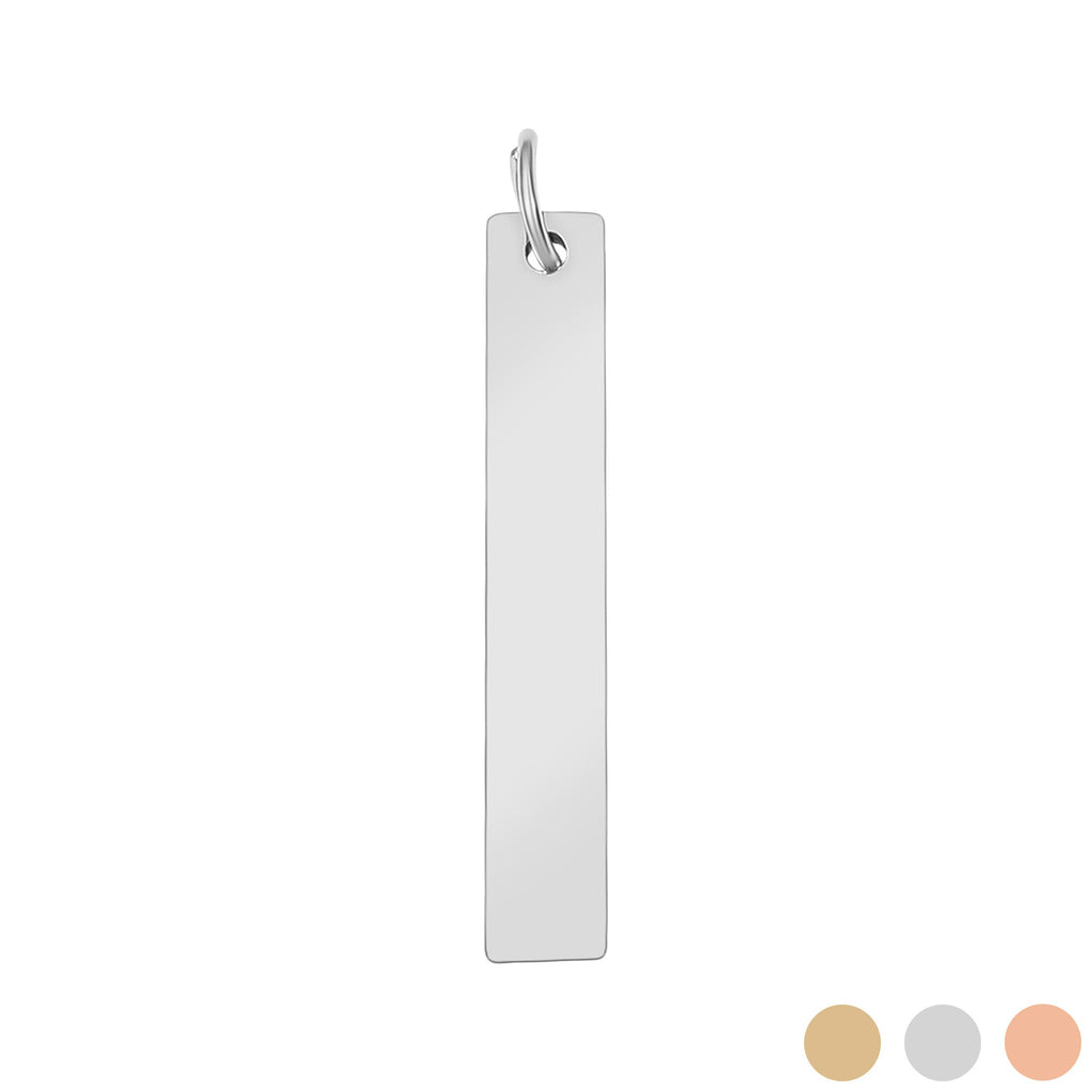 Gold Stainless Steel Pendant – Polished 316L Surgical Engraved Bar Necklace