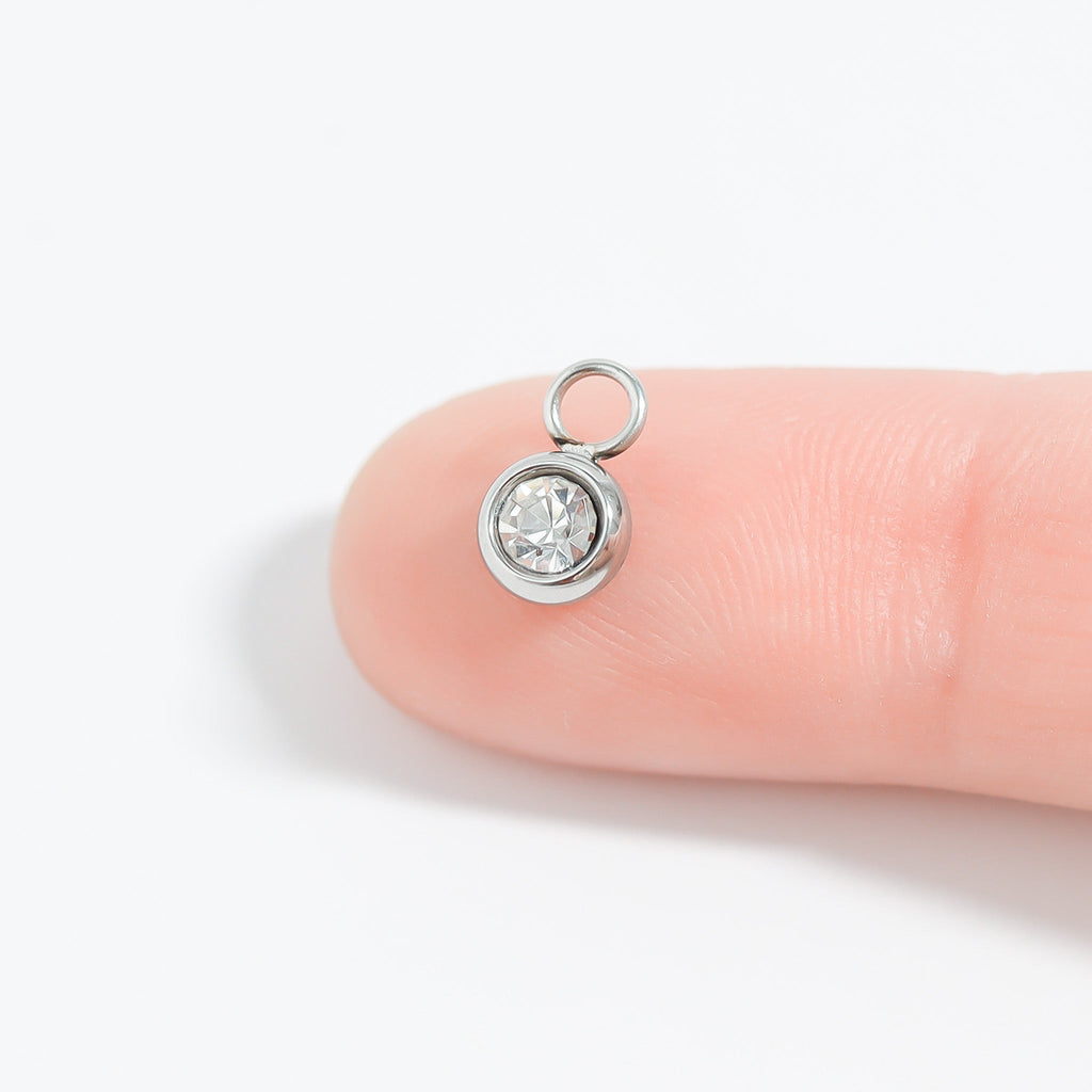 Stainless Steel Charm – Clear CZ Pendant | Durable 316L Surgical Steel Jewelry