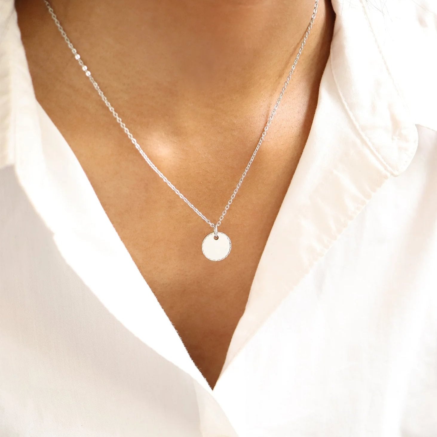 18K Gold PVD Stainless Steel Grooved Round Pendant