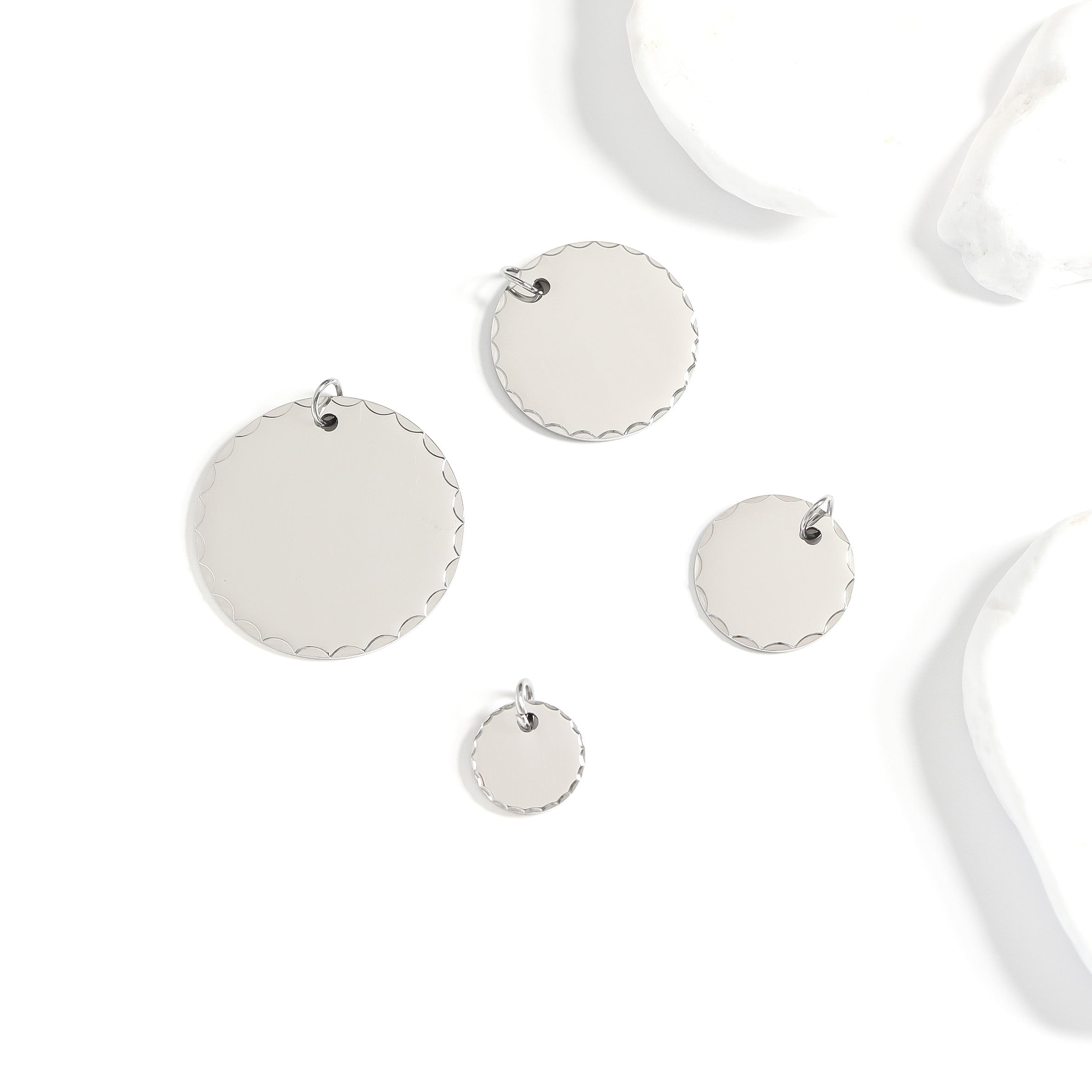 Stainless Steel Grooved Round Pendant