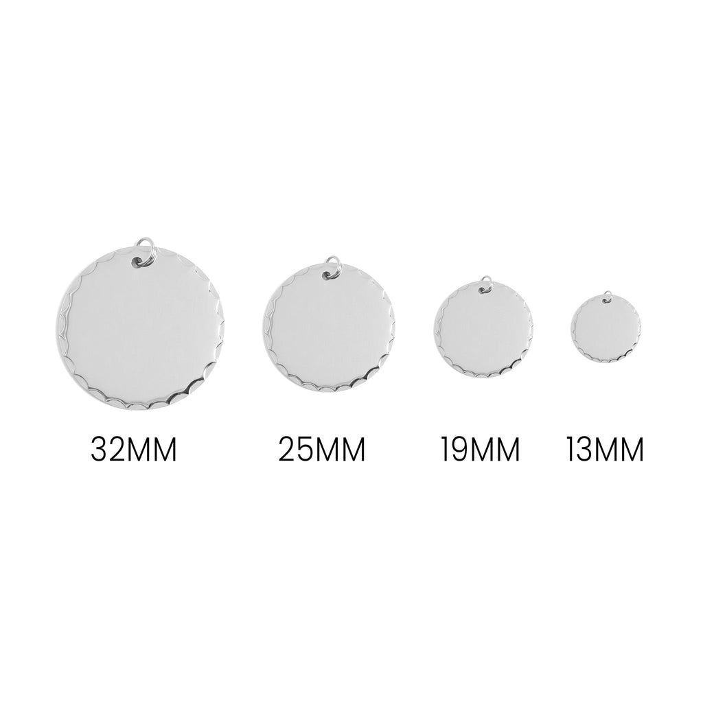 18K Gold PVD Stainless Steel Grooved Round Pendant