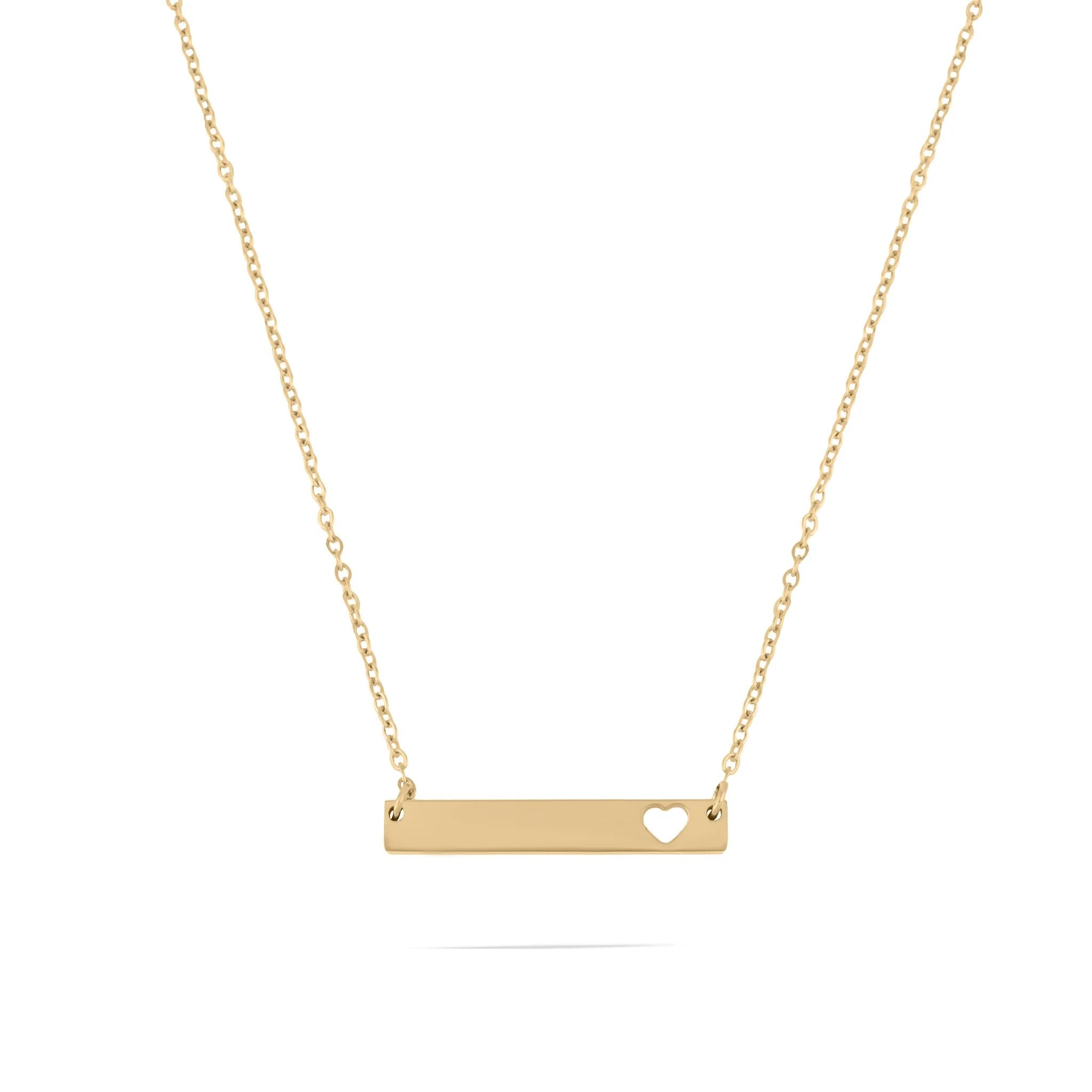 Wholesale jewelry 14K Gold Filled Plus Cutout Heart Bar Necklace- Gold-Main 