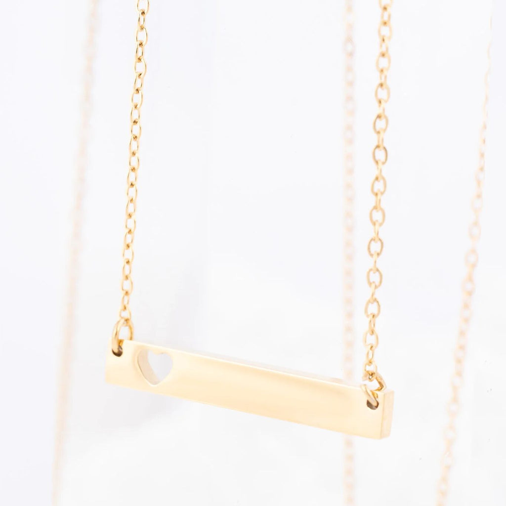 Wholesale jewelry 14K Gold Filled Plus Cutout Heart Bar Necklace- Gold-Studio 