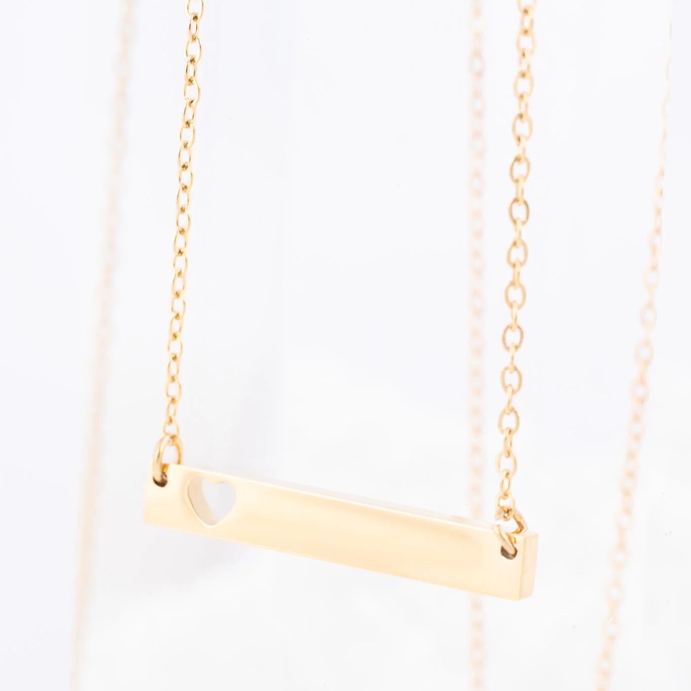 Wholesale jewelry 14K Gold Filled Plus Cutout Heart Bar Necklace- Gold-Studio 
