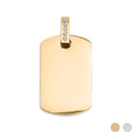 Gold Dog Tag Pendant – 18K Gold Plated Stainless Steel Pendant With CZ Accents