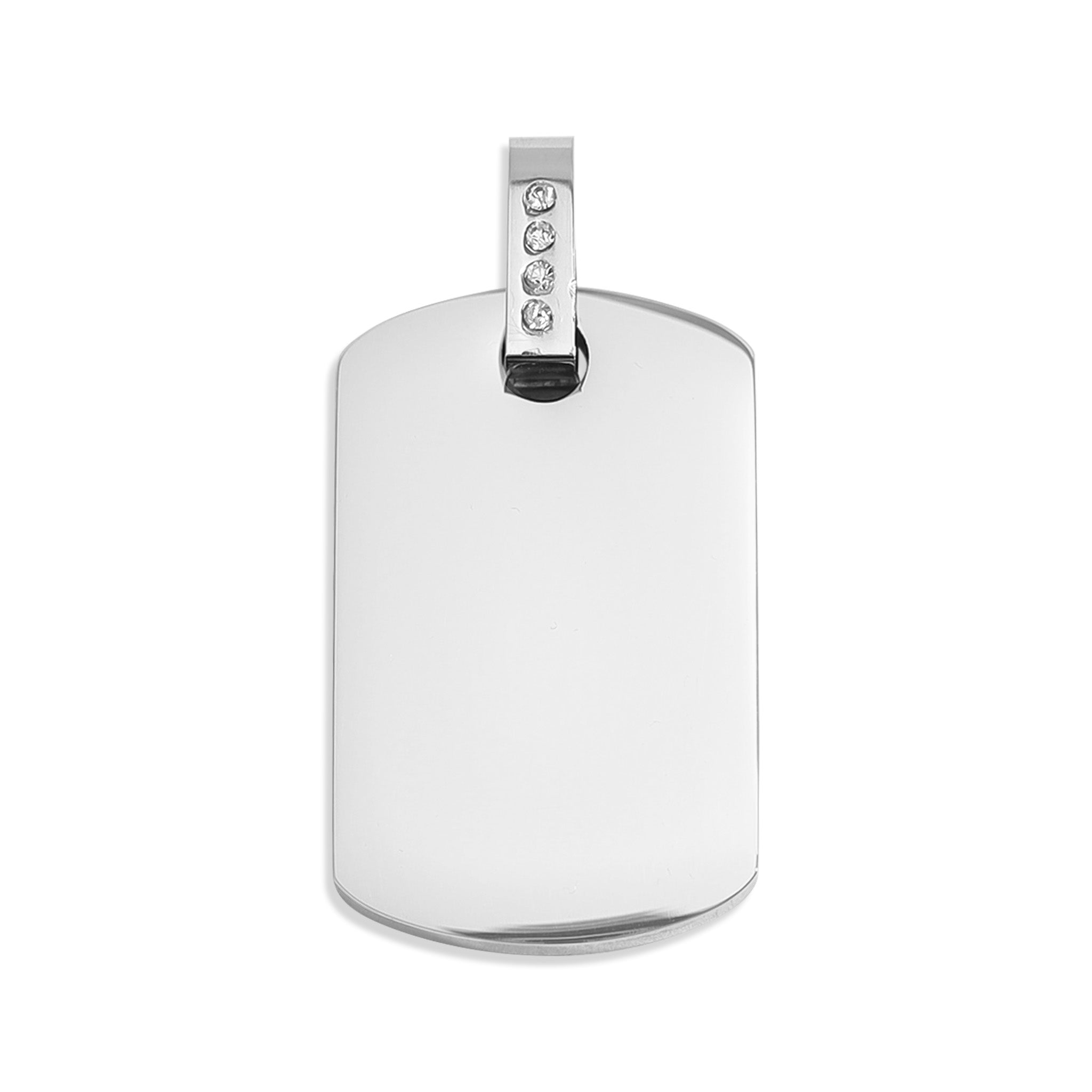 Gold Dog Tag Pendant – 18K Gold Plated Stainless Steel Pendant With CZ Accents