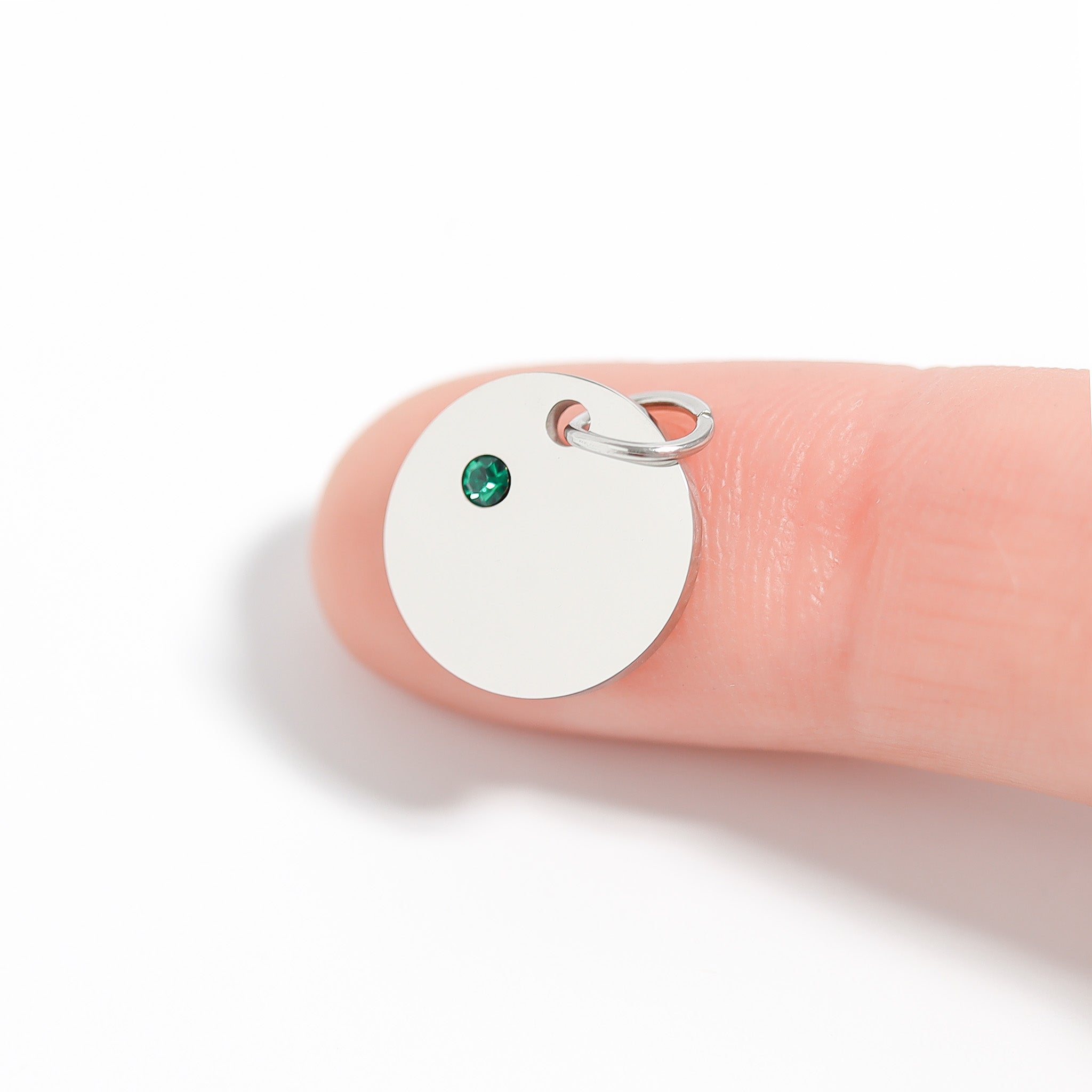 CZ Birthstone Pendant – Durable Stainless Steel Round Pendant Blank for Custom Engraved Jewelry