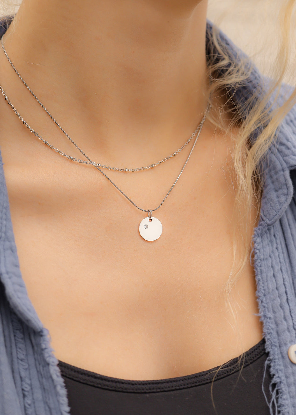CZ Birthstone Pendant – Durable Stainless Steel Round Pendant Blank for Custom Engraved Jewelry