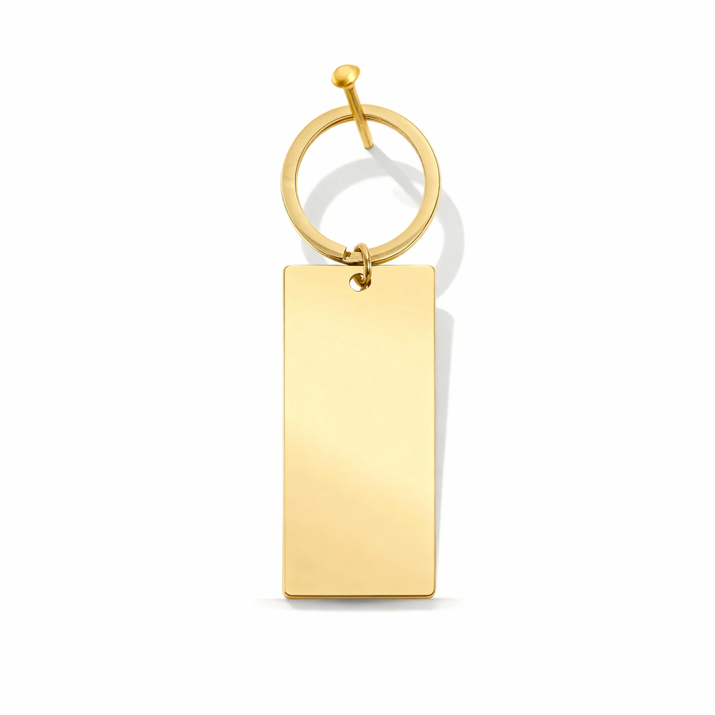 Stainless Steel Keychain - Large Polished Bar Pendant | Durable 316L Surgical Steel