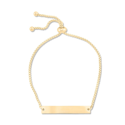 Gold bracelet with a bar clasp on a white background