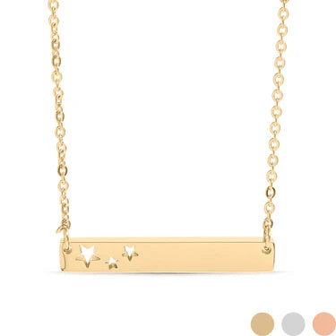 Starlit Dreams Bar Necklace – 18K Gold Stainless Steel with Star Cutouts
