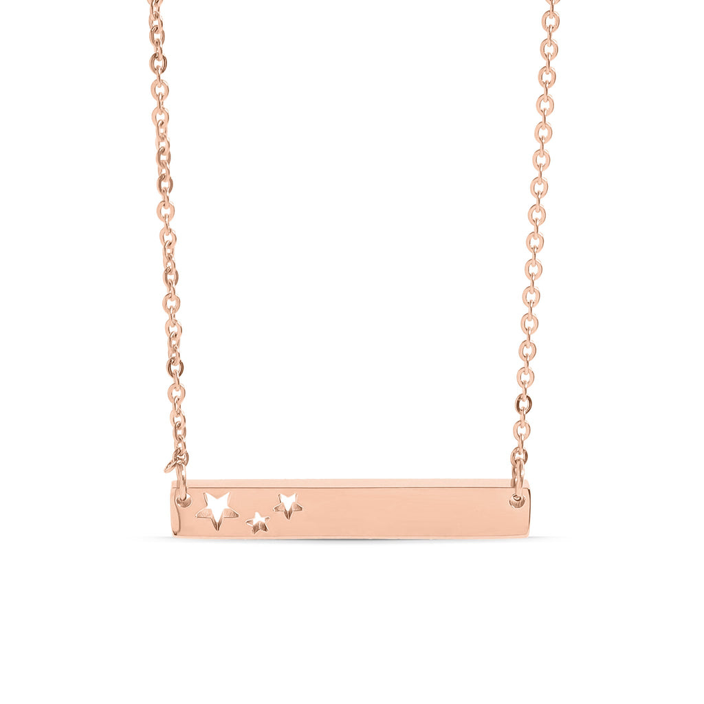 Chain necklace with bar pendant  with three star engravings