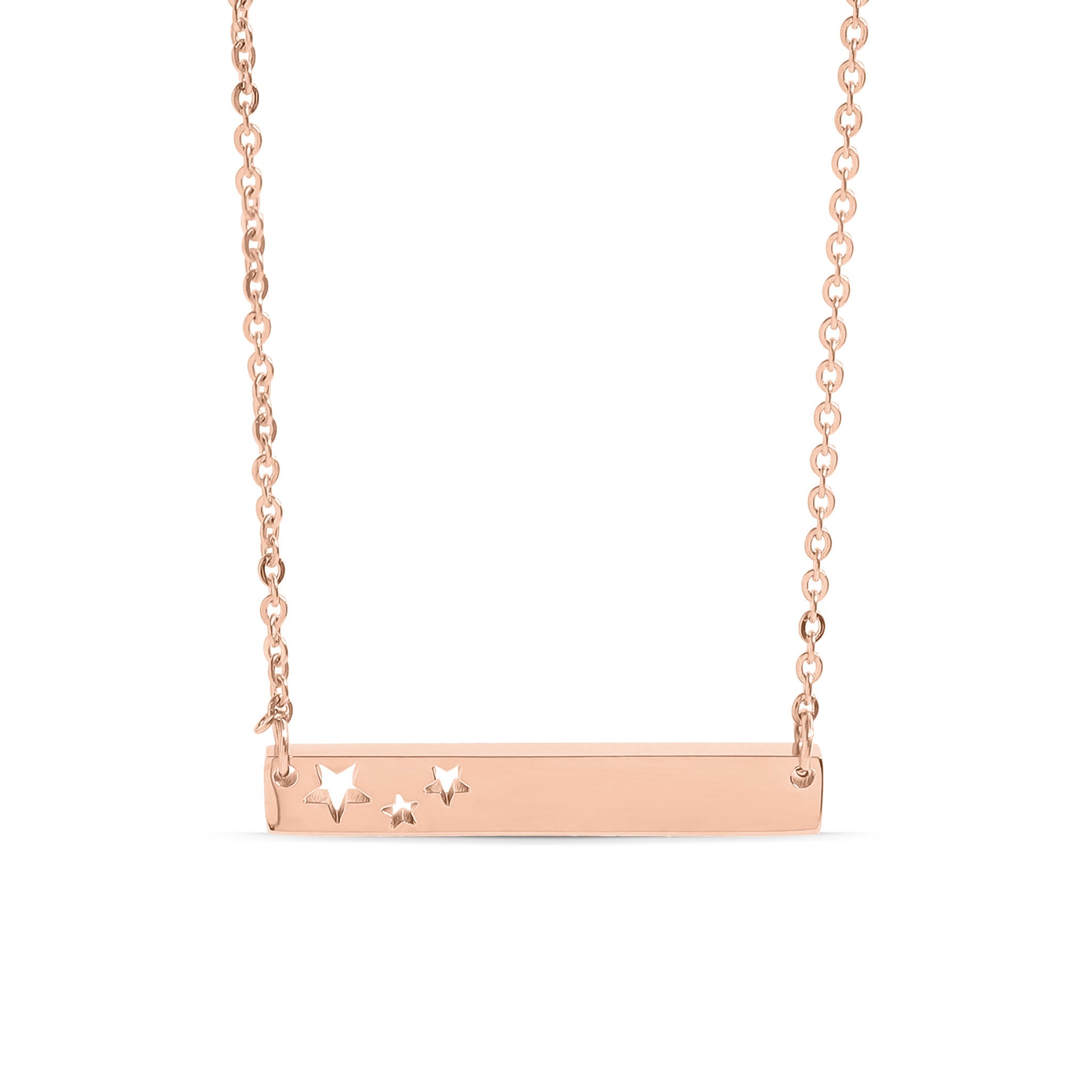 Chain necklace with bar pendant  with three star engravings