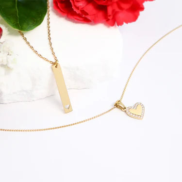 18K Gold PVD Stainless Steel CZ Heart Charm