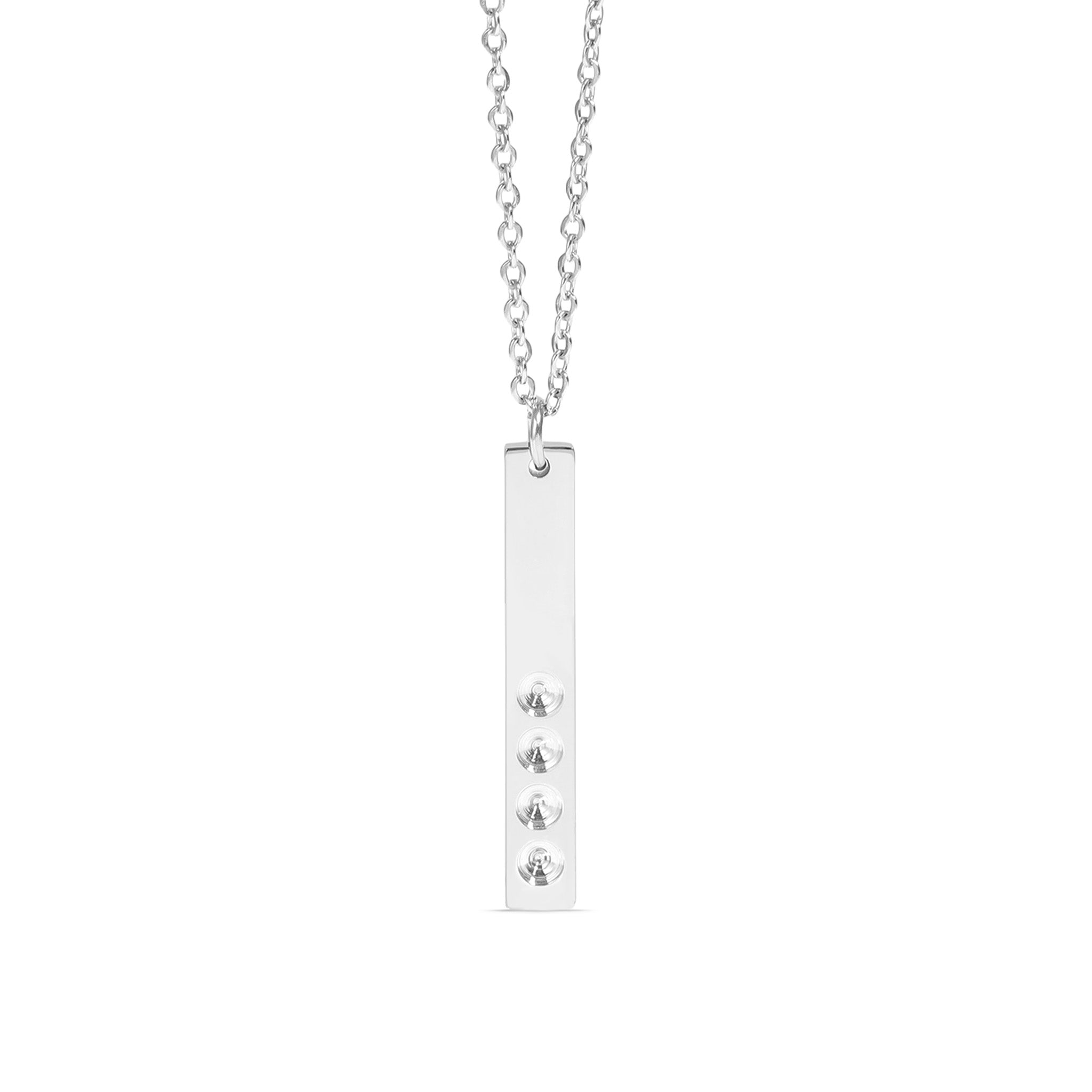 Polished Stainless Steel Vertical Stampable Birthstone Necklace / SBB0166