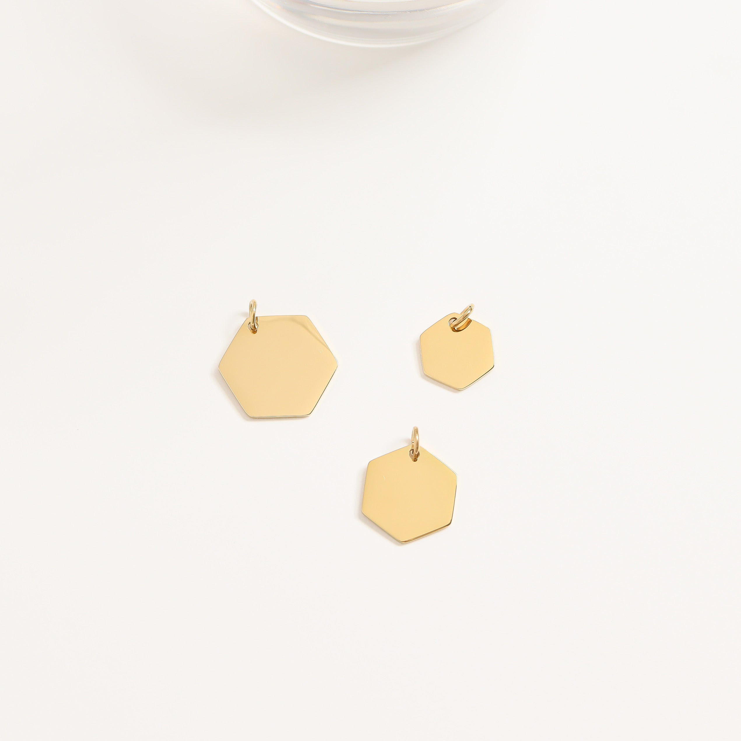 18K Gold PVD Stainless Steel Blank Hexagon Pendant