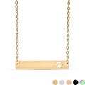Gold Paw Print Necklace - 18K PVD Stainless Steel Engraving Blank Bar Pendant