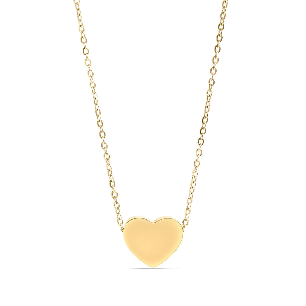 18K Gold Heart Necklace – Durable Stainless Steel Blank Pendant for Engraving