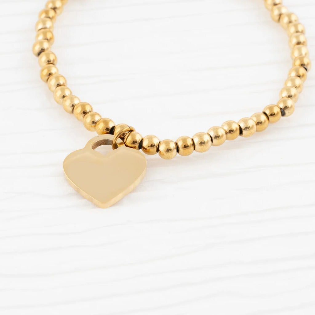 Wholesale jewelry 14K Gold Filled Plus™ Heart And Bead Stretch Bracelet- Studio