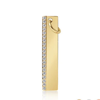 18K Gold PVD Stainless Steel Vertical CZ Blank Bar Pendant