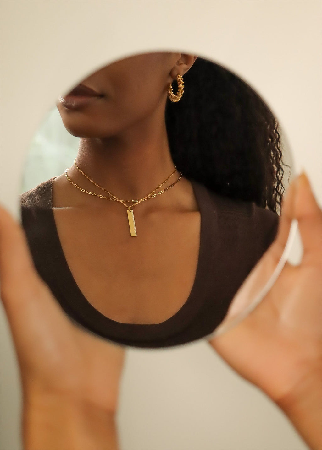 18K Gold CZ Pendant – Modern Gold Bar Pendant with CZ Stone Necklace