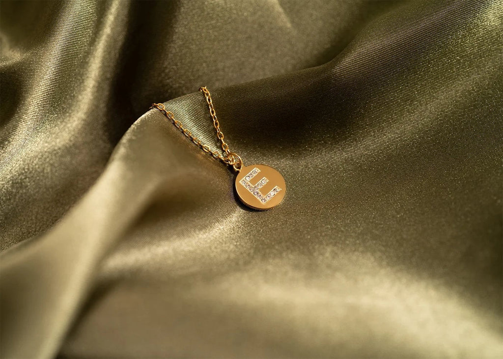 18K Gold Pendant Necklace – Personalized Initial Pendant With Sparkling CZ Stone