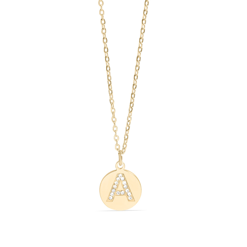 18K Gold Pendant Necklace – Personalized Initial Pendant With Sparkling CZ Stone
