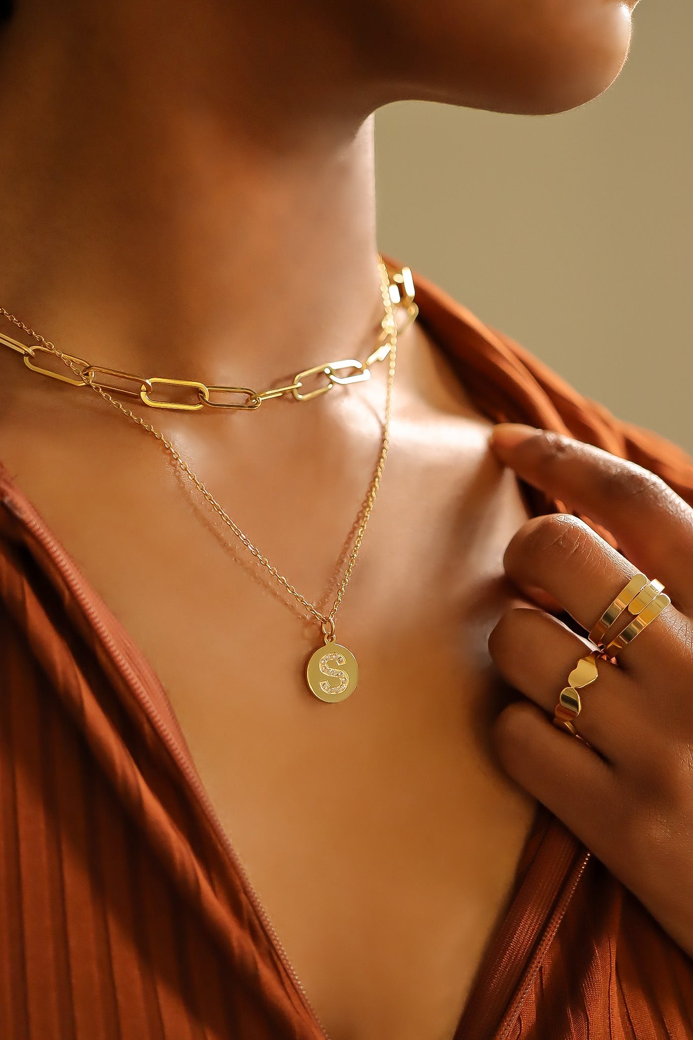 18K Gold Pendant Necklace – Personalized Initial Pendant With Sparkling CZ Stone