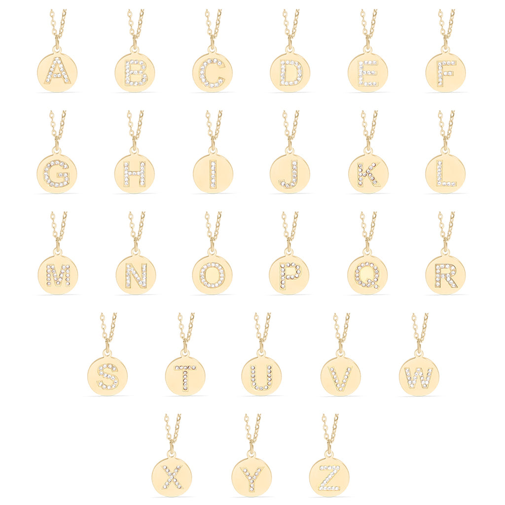 18K Gold Pendant Necklace – Personalized Initial Pendant With Sparkling CZ Stone