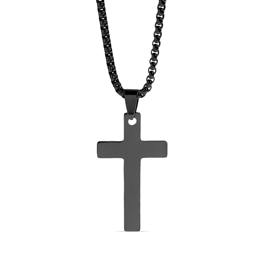 Gold Cross Pendant – 18K PVD Stainless Steel Necklace With Rounded Box Chain