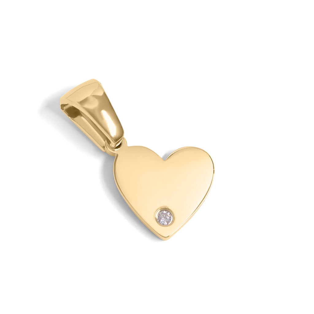 18K Gold Heart Charm – Durable Stainless Steel Pendant With CZ Accent Sparkle
