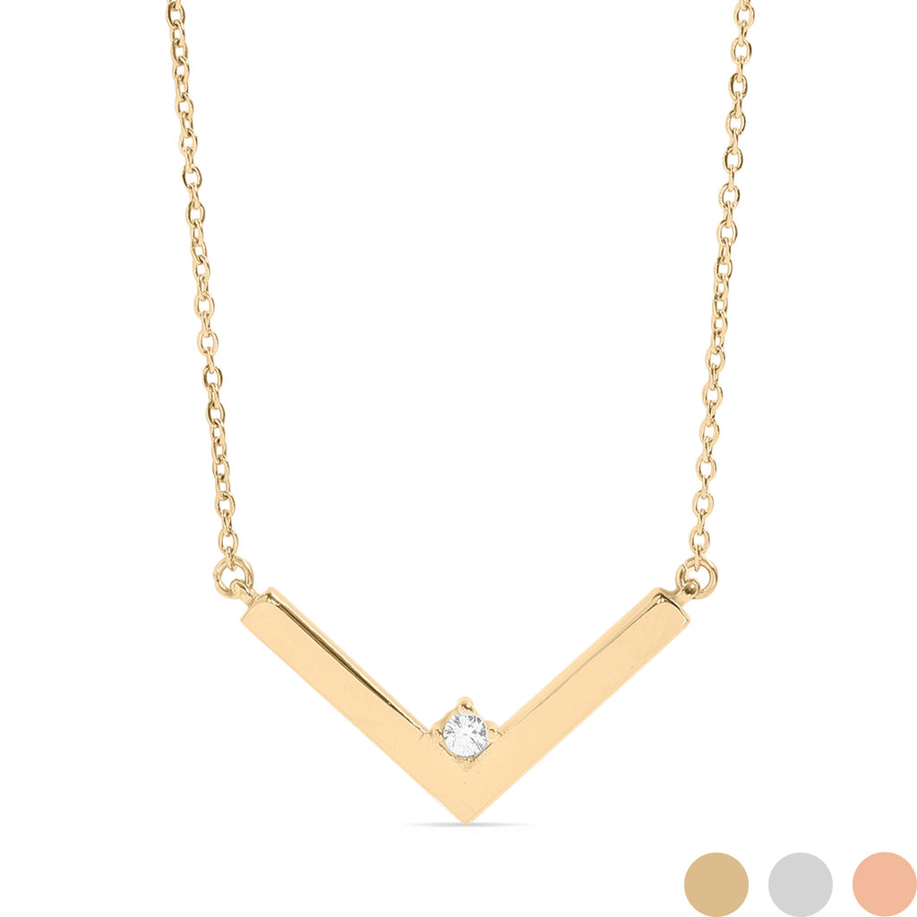 18K PVD Pendant Necklace - Stainless Steel V-Shaped Engraved Jewelry Blanks