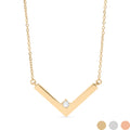 18K PVD Pendant Necklace - Stainless Steel V-Shaped Engraved Jewelry Blanks