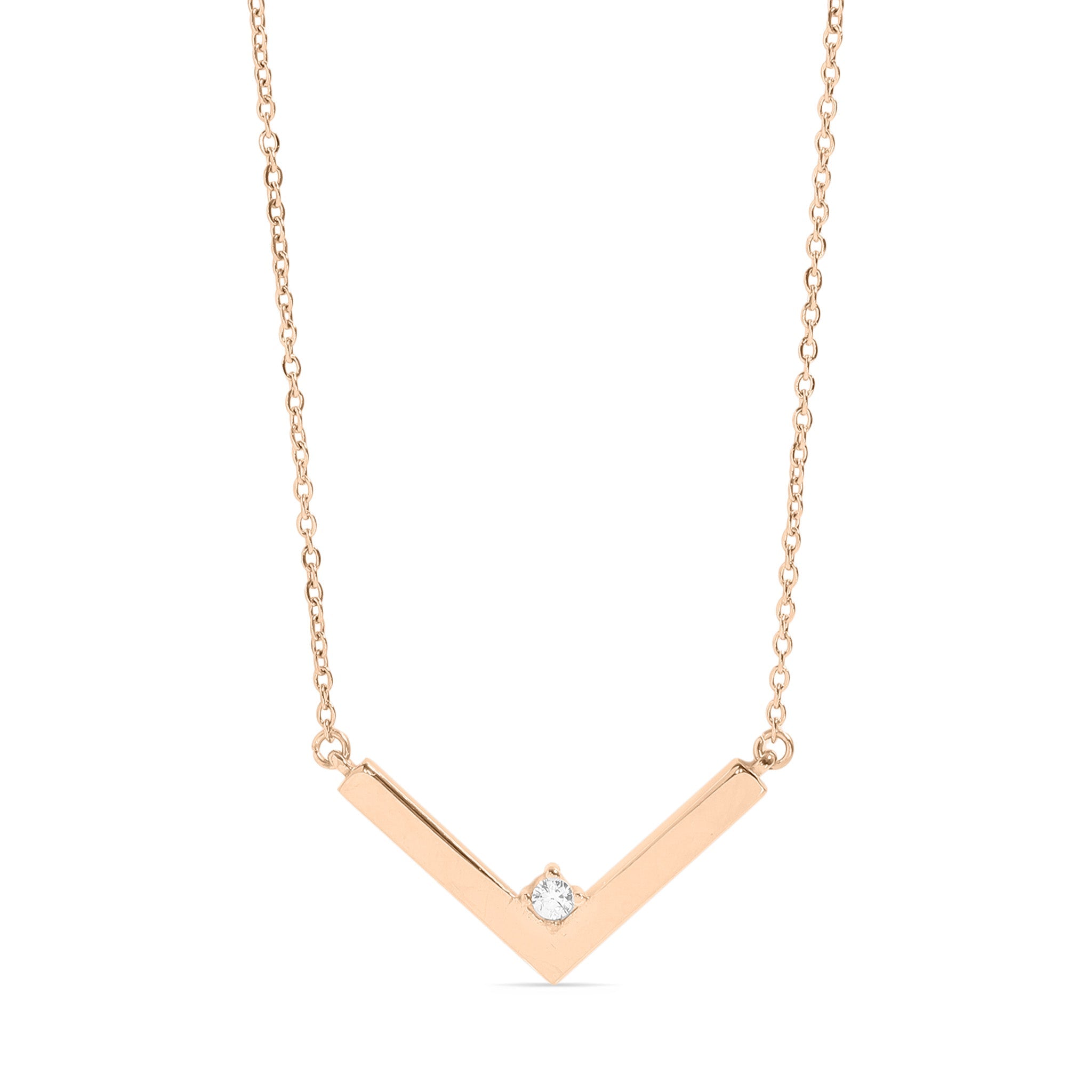 18K PVD Pendant Necklace - Stainless Steel V-Shaped Engraved Jewelry Blanks