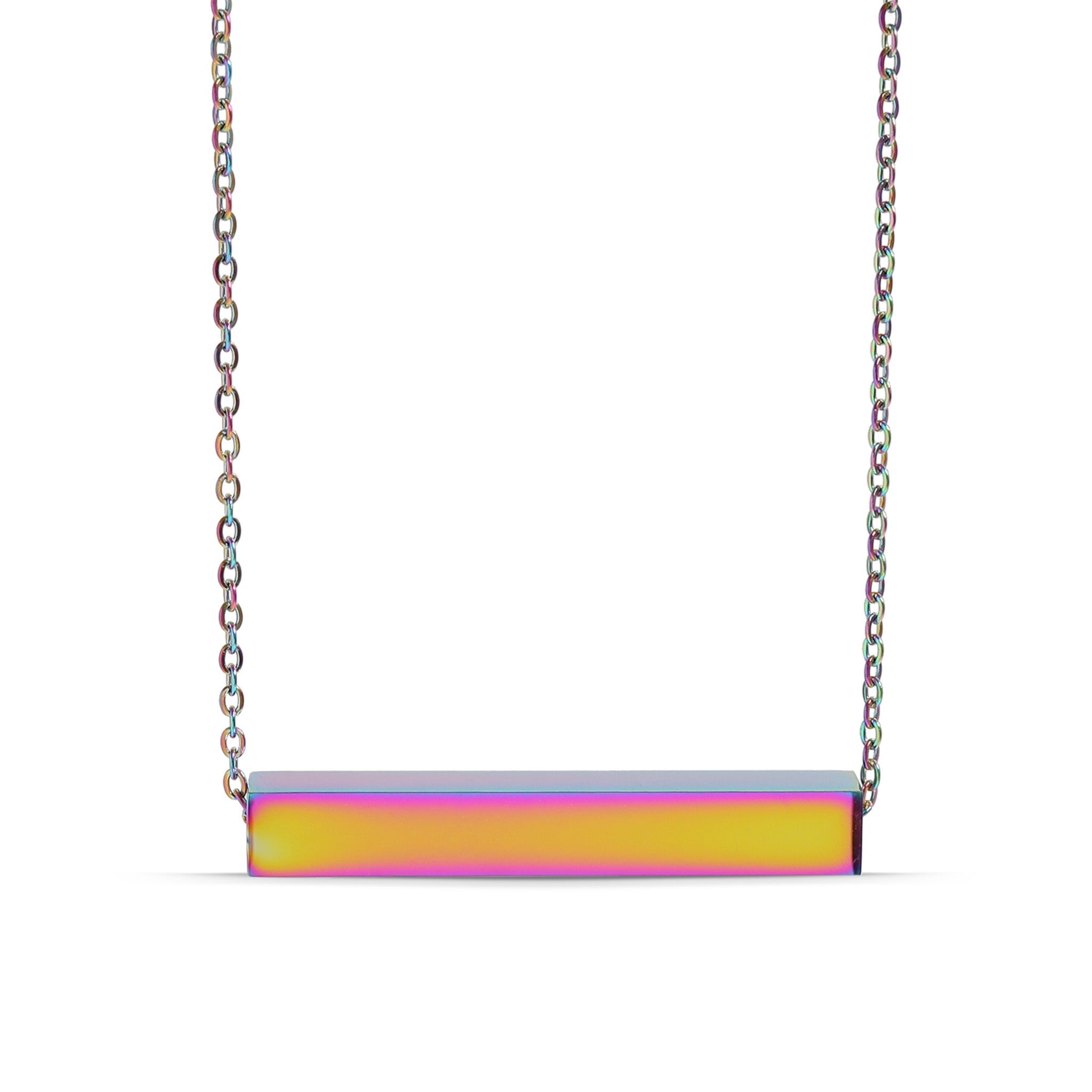 Chain necklace with rectangular prism bar charm