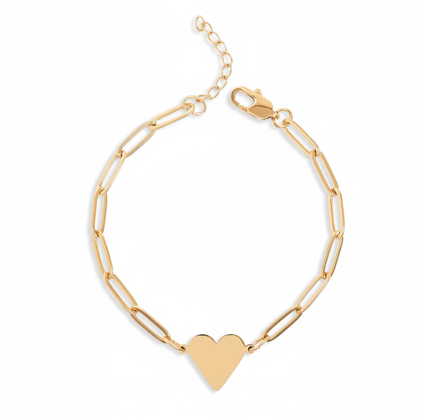 heart pendant paperclip bracelet